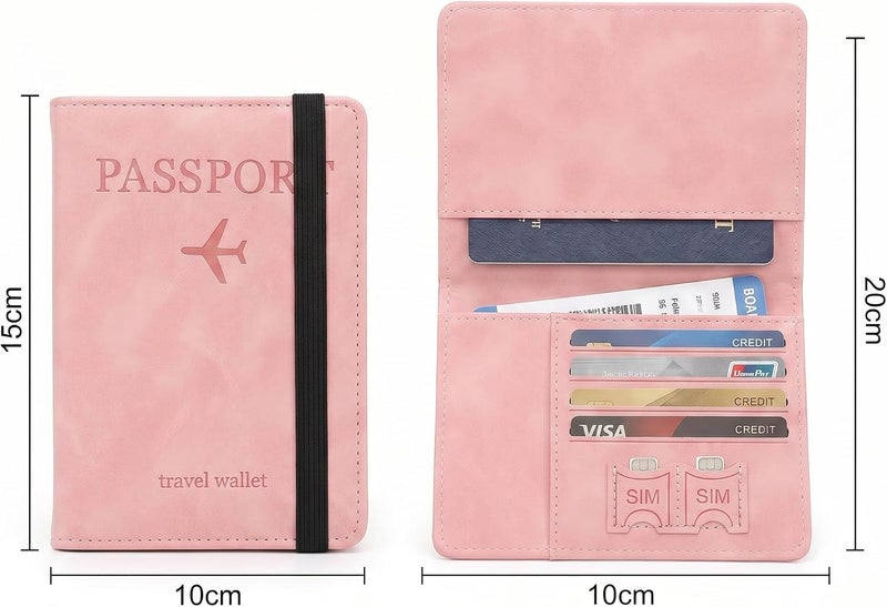 RFID Passport Holder Travel Wallet with Airplane Design (Light Pink) - Image 5