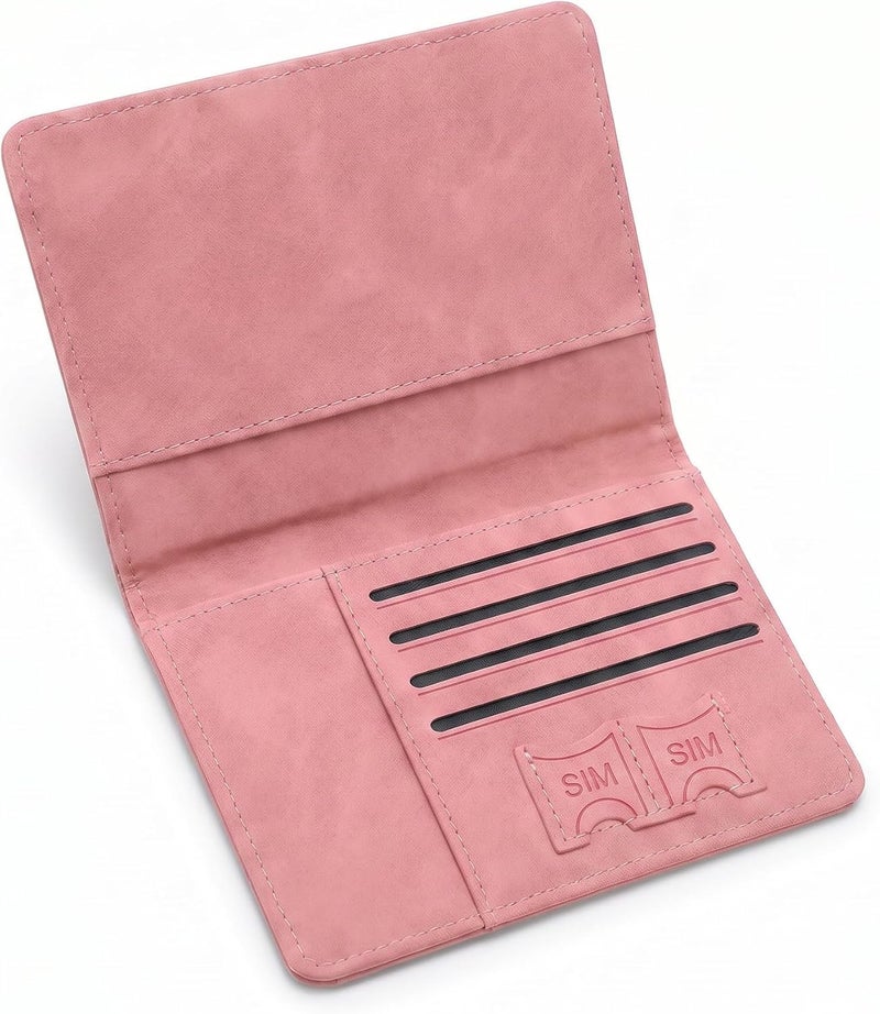 RFID Passport Holder Travel Wallet with Airplane Design (Light Pink) - Image 4