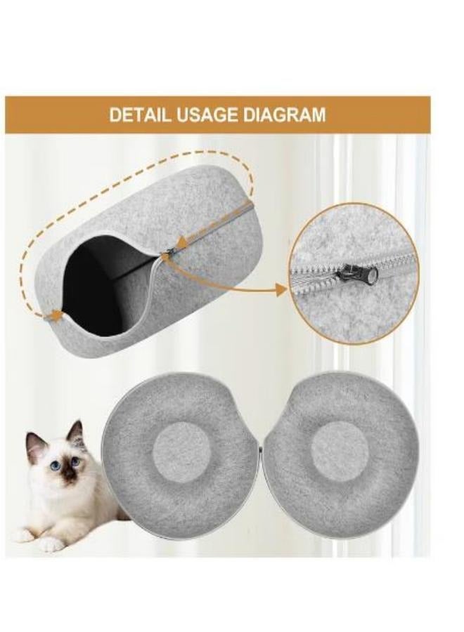 Maodong نفق القط عش دائري ورأى عش الحيوانات الأليفة سرير للقطط ورأى القط نفق اللعب كبير داخلي شقة القط قابل للفصل وقابل للغسل 60 × 60 × 27 سم رمادي داكن - Image 4