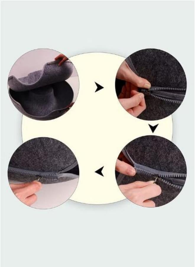 Maodong نفق القط عش دائري ورأى عش الحيوانات الأليفة سرير للقطط ورأى القط نفق اللعب كبير داخلي شقة القط قابل للفصل وقابل للغسل 60 × 60 × 27 سم رمادي داكن - Image 5