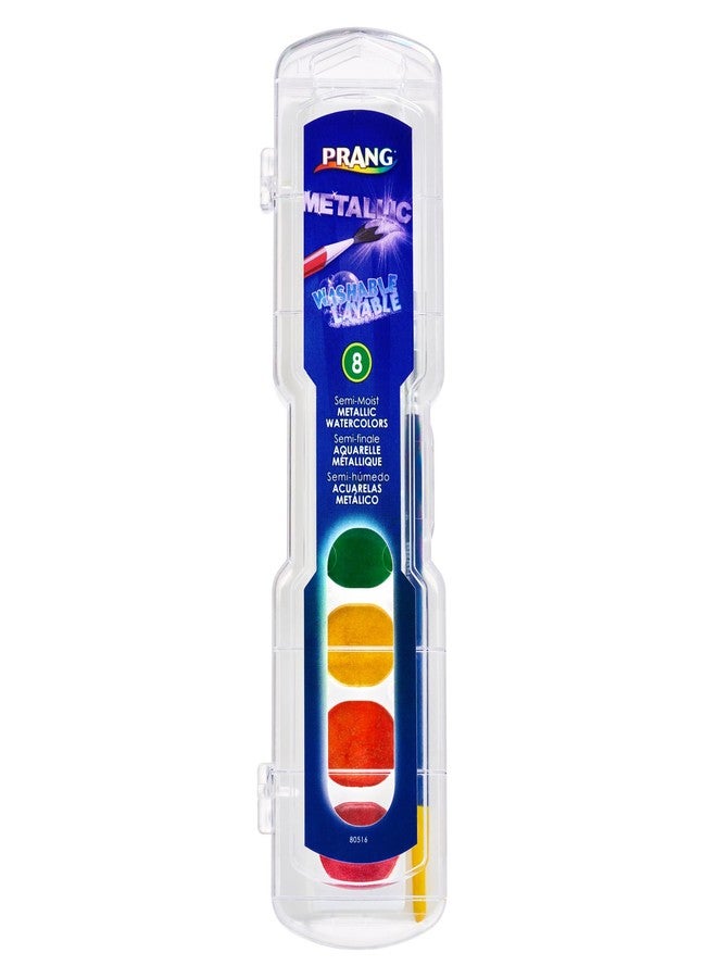 Prang Washable Watercolor Paint Set, 8 Assorted Metallic Colors, 1 Count - Image 1