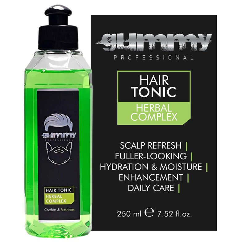 Gummy Professional Hair Tonic Herbal Complex Lightweight Scalp Care Treatment with Castor Oil Cooling Menthol Supports FullerLooking Hair Moisturizing Care Improved Texture 250 ml - Image 2