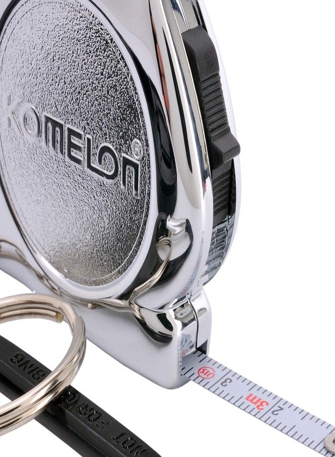 KOMELON KMC-74K Pro Easy Chrome Case Tape Measure 3m x 6mm Metric Rulers Key Chain Key-Ring with Carabiner Clip Accessory - Image 4