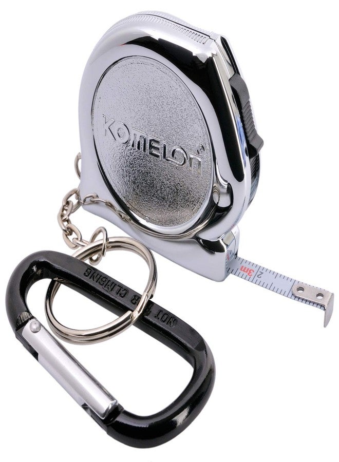 KOMELON KMC-74K Pro Easy Chrome Case Tape Measure 3m x 6mm Metric Rulers Key Chain Key-Ring with Carabiner Clip Accessory - Image 2