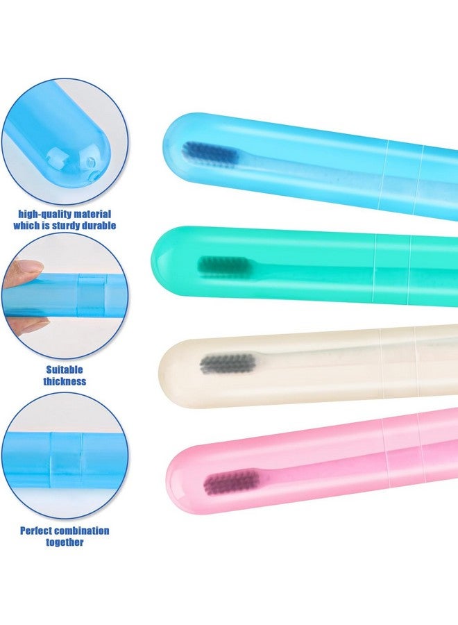 Generic 4 Pack Toothbrush Cases Travel Toothbrush Holder Portable Toothbrush Container Case Plastic Toothbrush Carrier Cover Case for Traveling, Bathroom, School, Home, Camping, Blue,Green,Pink,Beige - Image 2