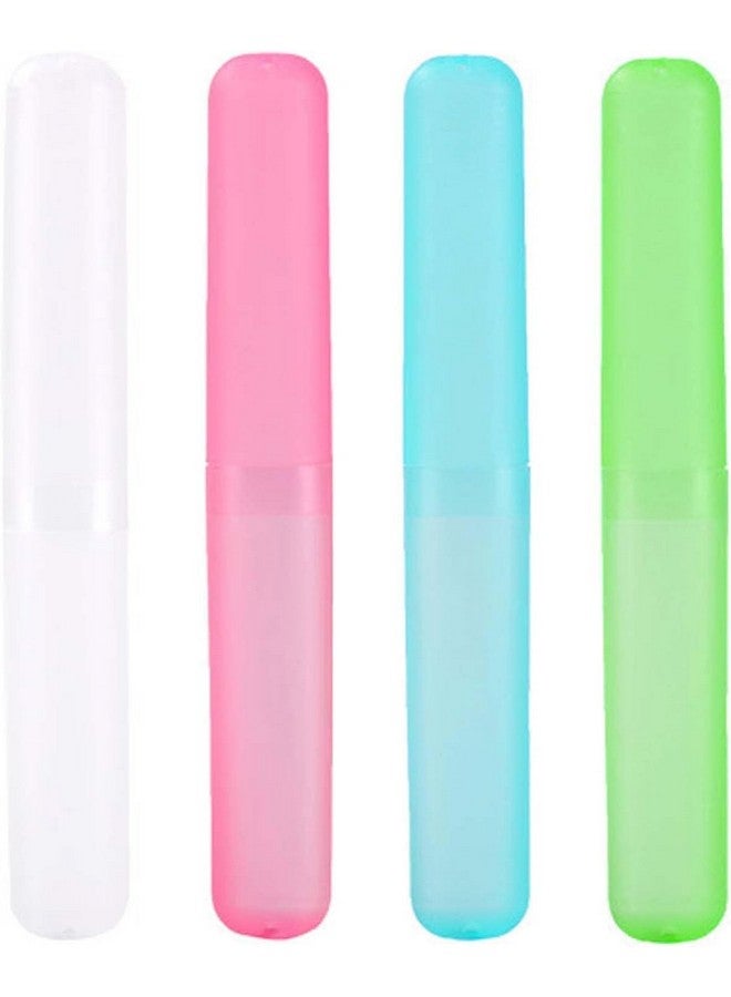 Generic 4 Pack Toothbrush Cases Travel Toothbrush Holder Portable Toothbrush Container Case Plastic Toothbrush Carrier Cover Case for Traveling, Bathroom, School, Home, Camping, Blue,Green,Pink,Beige - Image 3