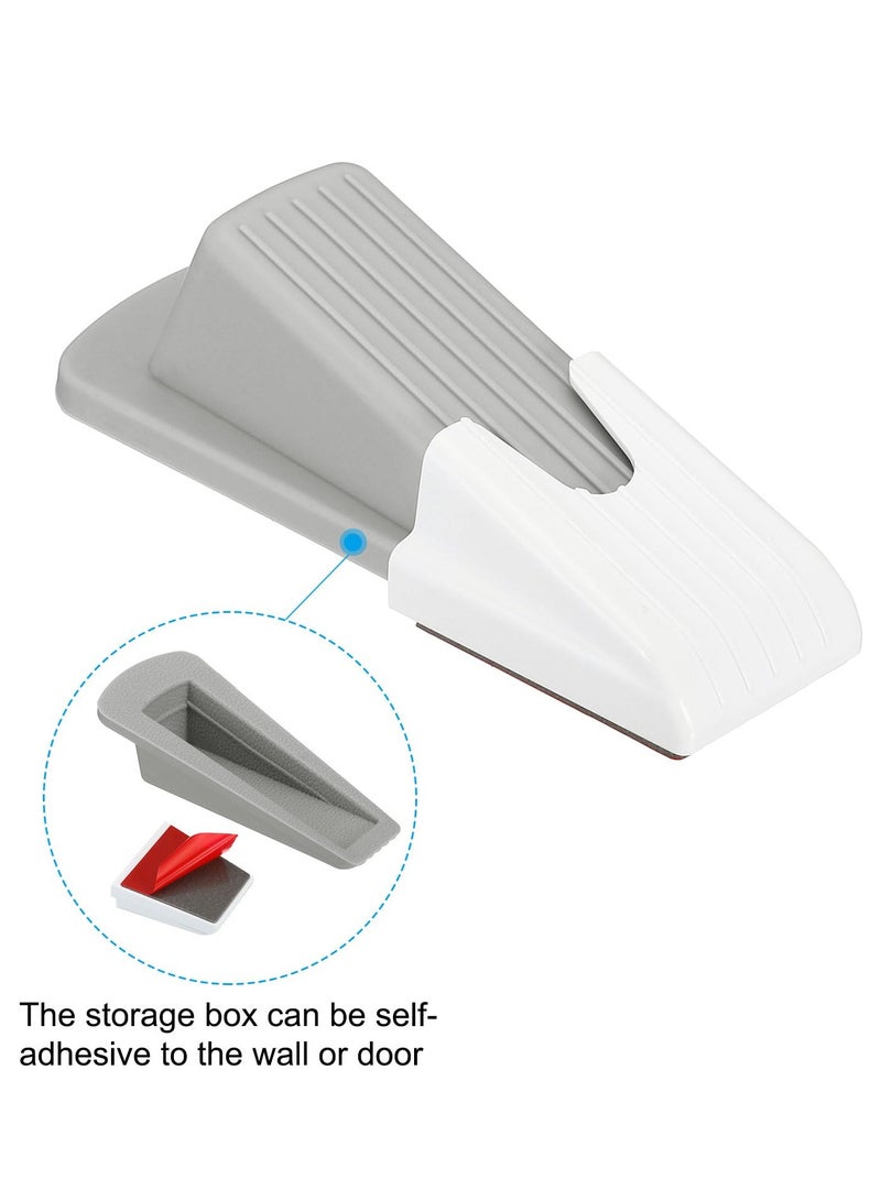 Beauenty 4 Pcs Door Stoppers, Door Stop Doorstop Rubber Door Stopper Wedge Large Door Wedge Sturdy with Storage Box for Bottom of Door Floor Inside, Grey - Image 4