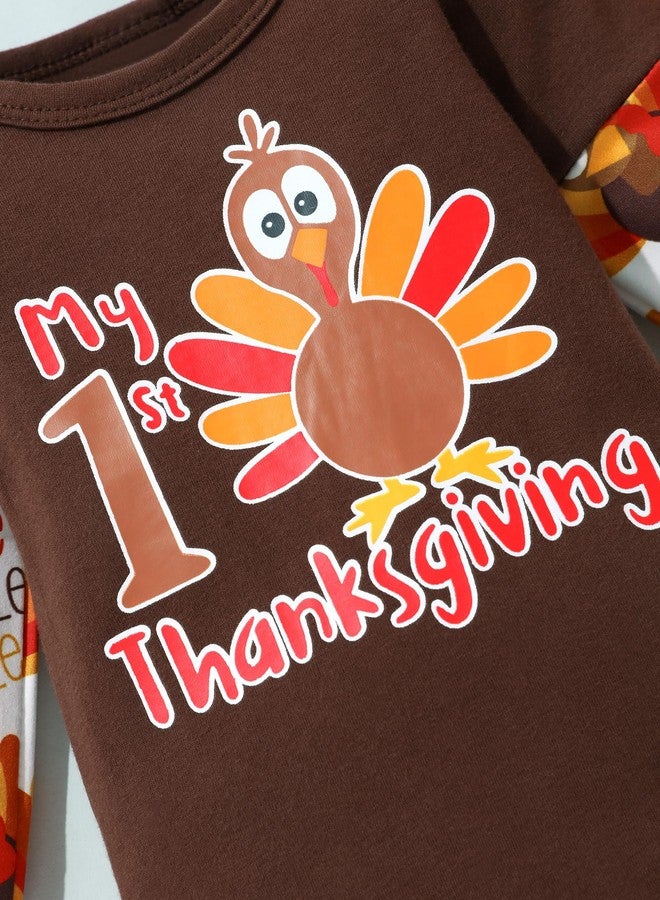 Hipea My First Thanksgiving Outfit Boy My First Thanksgiving Alphabet and Turkey Print Tops+Pant+Hat 3Pcs Baby Boy Clothes 9-12 Months - Image 3