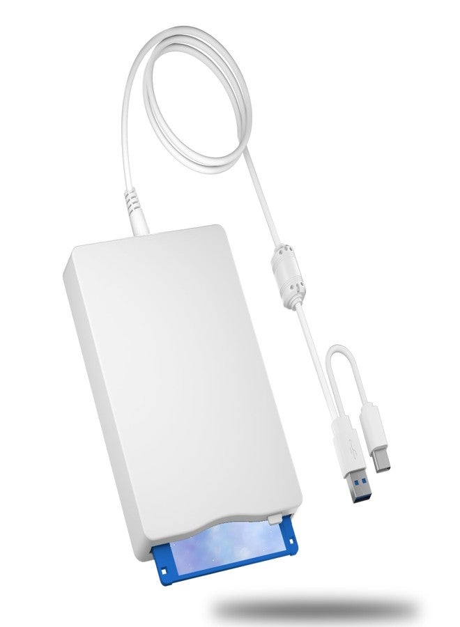 MthsTec USB Floppy Drive, 3.5" External USB & Type-C Floppy Disc Reader, External Floppy Disk Drive Portable 1.44 MB Plug and Play FDD for PC Windows XP 7 8 10 11(White) - Image 1