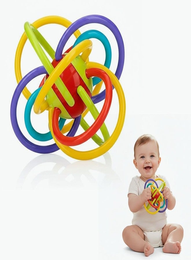StarAndDaisy Baby Teether Tube Ball Loopi Toy and Rattle/Grab, Chew, and Shake Teething Rattle Toy/Plastic Center for Easy Cleaning and No Exposed Screws/Infant Safe for Plus 0 Months - Image 1