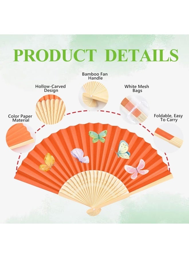 5 pcs Wooden handheld paper fan, bamboo folding fan, suitable for wedding gifts, parties, home decor, DIY (paints and brushes included) - Image 3