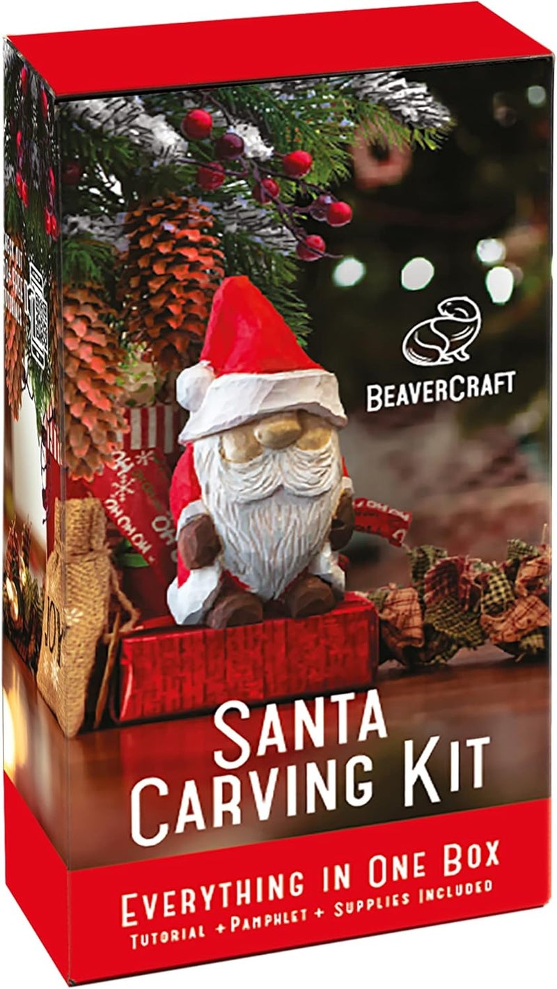 BeaverCraft DIY06 Santa Whittling Kit – Wood Carving Kit for Beginners – Wood Carving Tools Set, Diy Crafts for Adults – Woodworking Kits for Kids&Teens – Hobby Kits for Adults, Woodworking Gifts - Image 1