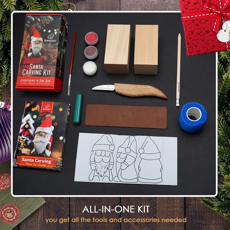 BeaverCraft DIY06 Santa Whittling Kit – Wood Carving Kit for Beginners – Wood Carving Tools Set, Diy Crafts for Adults – Woodworking Kits for Kids&Teens – Hobby Kits for Adults, Woodworking Gifts - Image 2