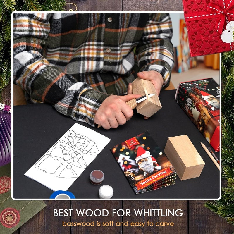 BeaverCraft DIY06 Santa Whittling Kit – Wood Carving Kit for Beginners – Wood Carving Tools Set, Diy Crafts for Adults – Woodworking Kits for Kids&Teens – Hobby Kits for Adults, Woodworking Gifts - Image 3