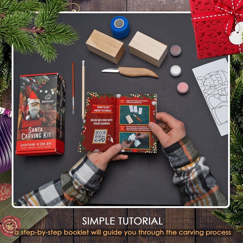 BeaverCraft DIY06 Santa Whittling Kit – Wood Carving Kit for Beginners – Wood Carving Tools Set, Diy Crafts for Adults – Woodworking Kits for Kids&Teens – Hobby Kits for Adults, Woodworking Gifts - Image 4