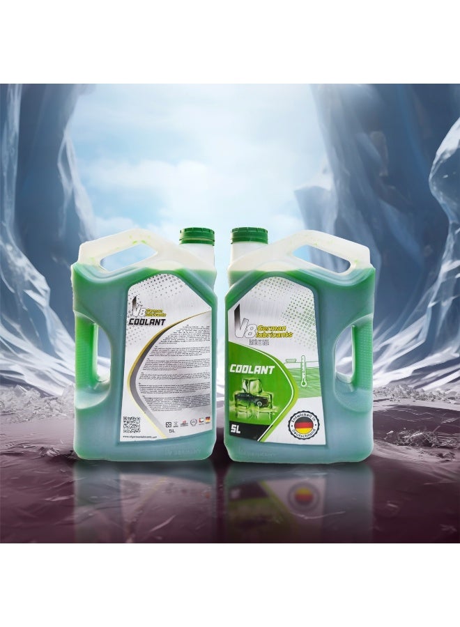 في 8 للزيوت المعدنية سائل تبريد الردياتير الأخضر من V8 German Lubricant – سعة 5 لتر | مضاد تجمد طويل الأمد | حماية من التآكل وارتفاع الحرارة | مثالي للسيارات الكلاسيكية والحديثة - Image 3
