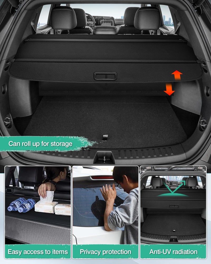 Powerty Cargo Cover for 2025 2026 Chevy Chevrolet Equinox & GMC Terrain Accessories with Extra Storage Net Retractable Trunk Cover Trunk Shielding Shade Cargo Luggage Cover No Gap - Image 4
