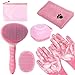 KUEIOX Bath Grooming Kit for Pets - Hair Brush Set with Towel, Washing Gloves, and Shampoo Scrubber Brush for Dogs and Cats (Pink) - Image 2