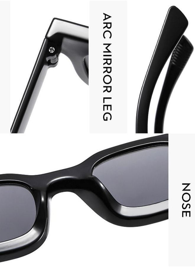 (BeBeauty) - Small Frame Vintage Sunglasses - Black - Image 1