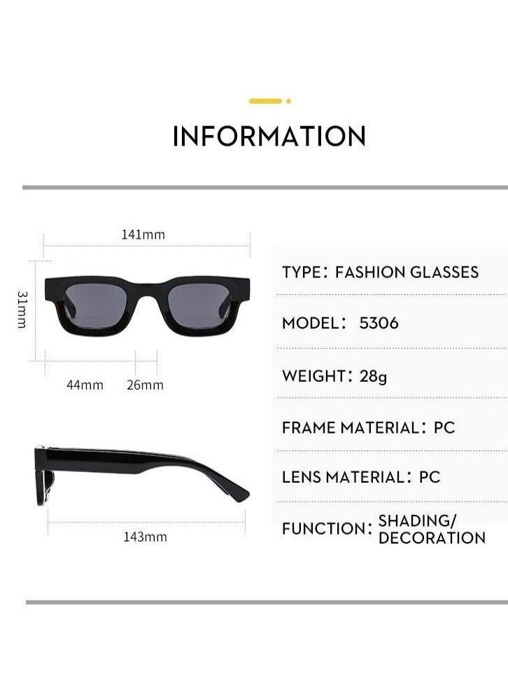 (BeBeauty) - Small Frame Vintage Sunglasses - Black - Image 1