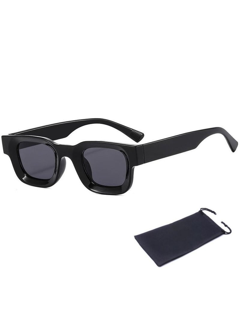 (BeBeauty) - Small Frame Vintage Sunglasses - Black - Image 1
