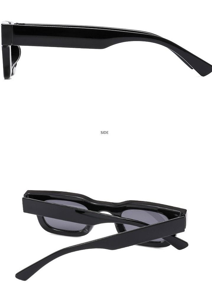 (BeBeauty) - Small Frame Vintage Sunglasses - Black - Image 1