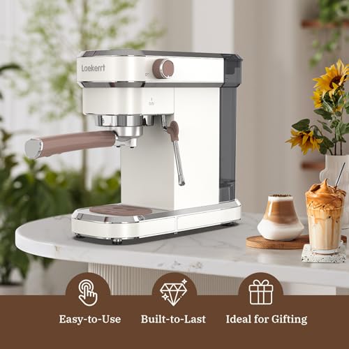 Laekerrt Espresso Machine, Expresso Coffee Machines for Home, 20 Bar Cafetera Espresso with Milk Frother Steam Wand, Compact Small Coffee Maker for Latte and Cappuccino (Pear White, Stainless Steel, Gift) - Image 3