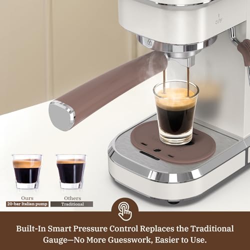 Laekerrt Espresso Machine, Expresso Coffee Machines for Home, 20 Bar Cafetera Espresso with Milk Frother Steam Wand, Compact Small Coffee Maker for Latte and Cappuccino (Pear White, Stainless Steel, Gift) - Image 4