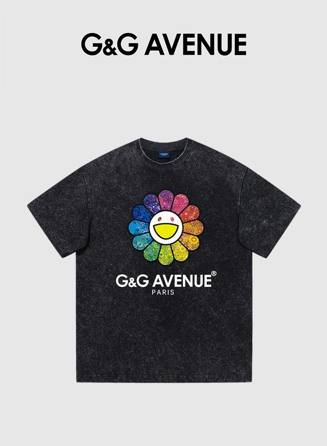 G&G AVENUE One piece T-shirt, men's cotton work shirt, moisture wicking, active sports, men's gym performance T-shirt, round neck Heavy cotton fabric - Image 1