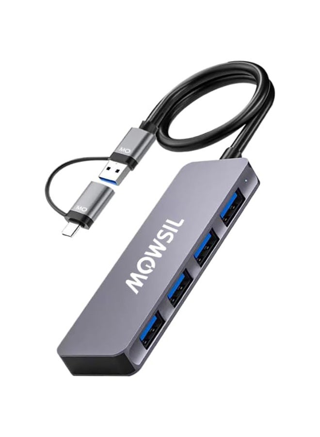 MOWSIL Mowsil Type C + USB (2 In 1) 4 Port USB 3.0 HUB USB 3.0 SuperSpeed with Data Transfer speed up to 5Gbps, Compatible with MacBook iMac PC Switch Surface Pro Windows Mac OS/IOS, Laptops, Desktop, - Image 1