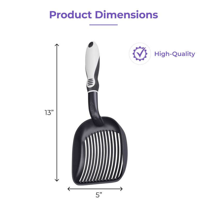 iPrimio Monster Metal Cat Litter Scoop with 17-Inch Long Handle - Extra Large Deep Shovel with Rounded Corners for Extended Reach and Soft Ergonomic Grip for Effortless Cleaning - Image 3