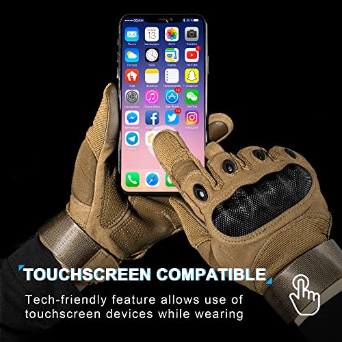 MVPTOO Motorcycle Tactical Gloves for Men - Touchscreen, Hard Shell & Palm Padding for Airsoft Paintball Hunting Hiking Camping Climbing Sports Cycling Gloves Brown XL - Image 2