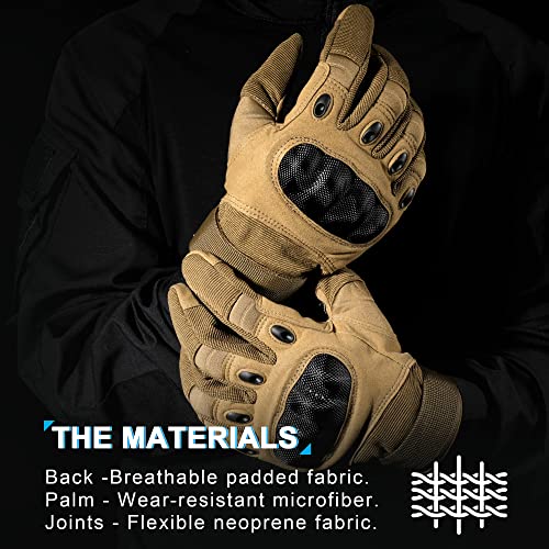 MVPTOO Motorcycle Tactical Gloves for Men - Touchscreen, Hard Shell & Palm Padding for Airsoft Paintball Hunting Hiking Camping Climbing Sports Cycling Gloves Brown XL - Image 3