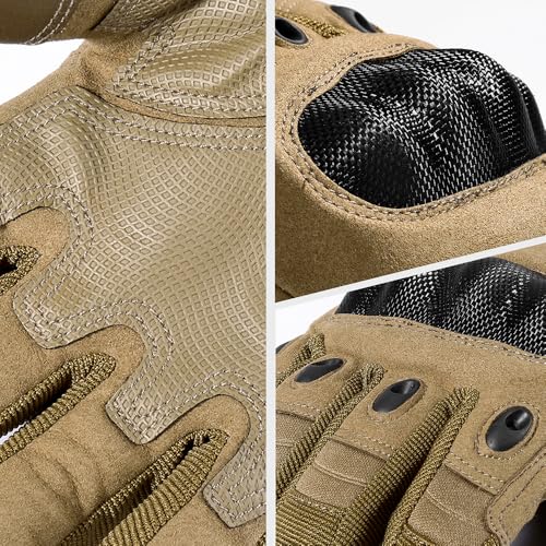MVPTOO Motorcycle Tactical Gloves for Men - Touchscreen, Hard Shell & Palm Padding for Airsoft Paintball Hunting Hiking Camping Climbing Sports Cycling Gloves Brown XL - Image 4