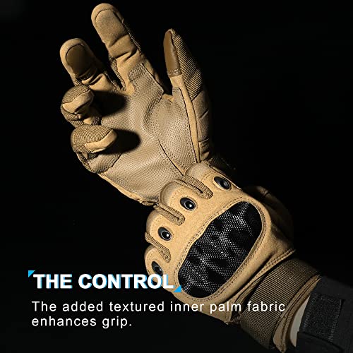 MVPTOO Motorcycle Tactical Gloves for Men - Touchscreen, Hard Shell & Palm Padding for Airsoft Paintball Hunting Hiking Camping Climbing Sports Cycling Gloves Brown XL - Image 5