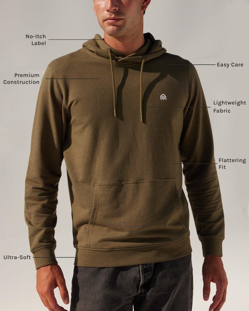 INTO THE AM Pullover Hoodies for Men - Plain Lightweight Casual Pullover Sweatshirt with Kangaroo Pocket (Black, Large) - Image 2