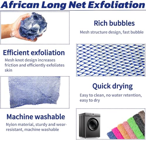 SPMKTBOZAI African Net Sponge Authentic, African Exfoliating Sponge Real African Net Black Owned, African Bath Sponge Back Scrubber, Body Exfoliator Shower Bath Accessories (Blue) - Image 4