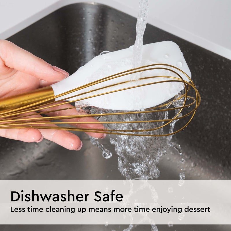 styled settings Gold Kitchen Utensils Set – 7-Piece White Silicone Cooking Tools with Gold Utensil Holder – Luxury Kitchen Accessories for Stylish Cooking and Serving, Ideal for Gifting - Image 5