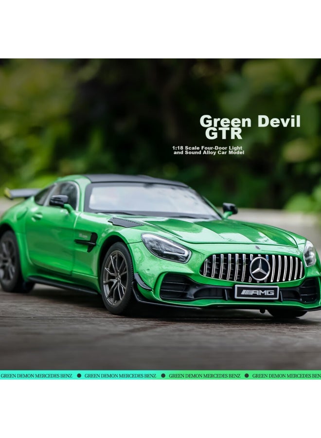 Black Mamba 1：18 Mercedes-amg Green Monster Gtr Car Model Display Piece Sports Car Metal Model Alloy Sound And Light, Green - Image 1