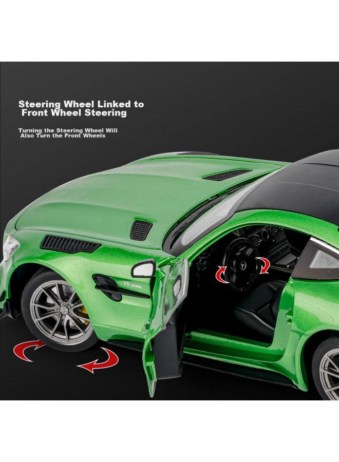 Black Mamba 1：18 Mercedes-amg Green Monster Gtr Car Model Display Piece Sports Car Metal Model Alloy Sound And Light, Green - Image 5