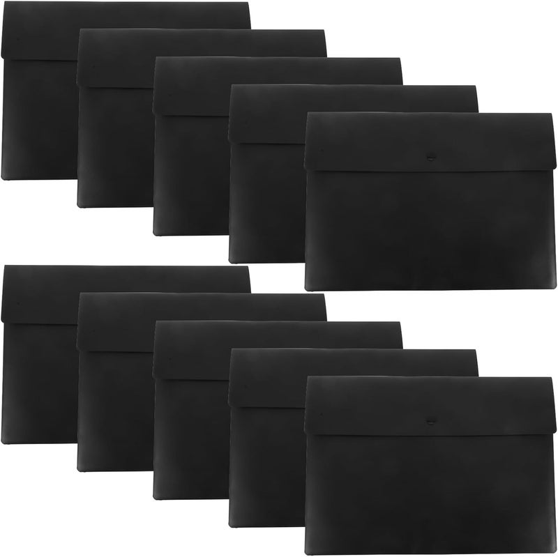 TEHAUX 10pcs A4 Size Snap Closure Document Bags, Waterproof Plastic File Jackets with Button, Office Filing Organizer for Business and School Use - Image 1