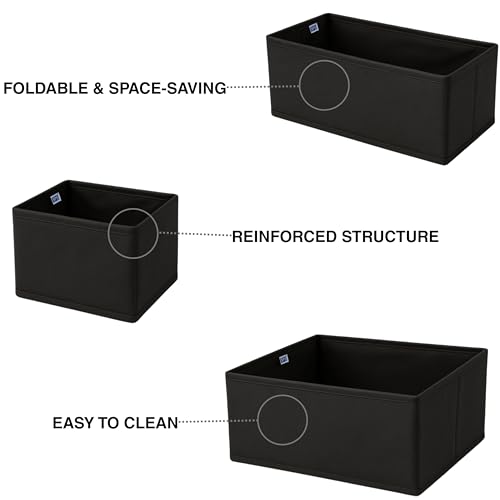 Skrill Non Woven 8-Piece Foldable Clothing Storage Box Set | Cube Baskets, Bins & Dividers for Closet & Dresser Drawer Organization, Black - Image 4