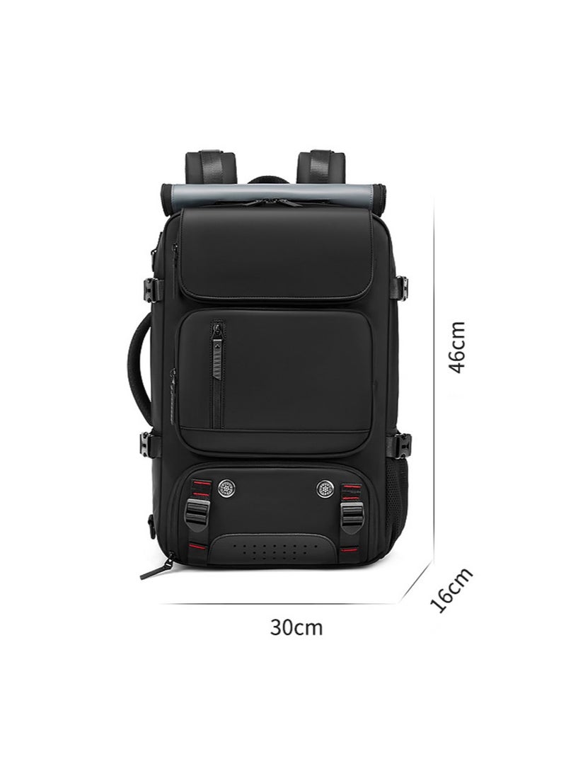 Leon Home Business Travel Shoulder Bag, Large Capacity Ultra-Lightweight Multi-Functional Luggage Bag, Expandable Waterproof Laptop Backpack, Handbag Crossbody Bag with USB Charging Port, Can Hold a 16-Inch Laptop, Suitable for Travel, Office Use, Business Trips, Computers, and Outdoor Camping. Black  - Image 2