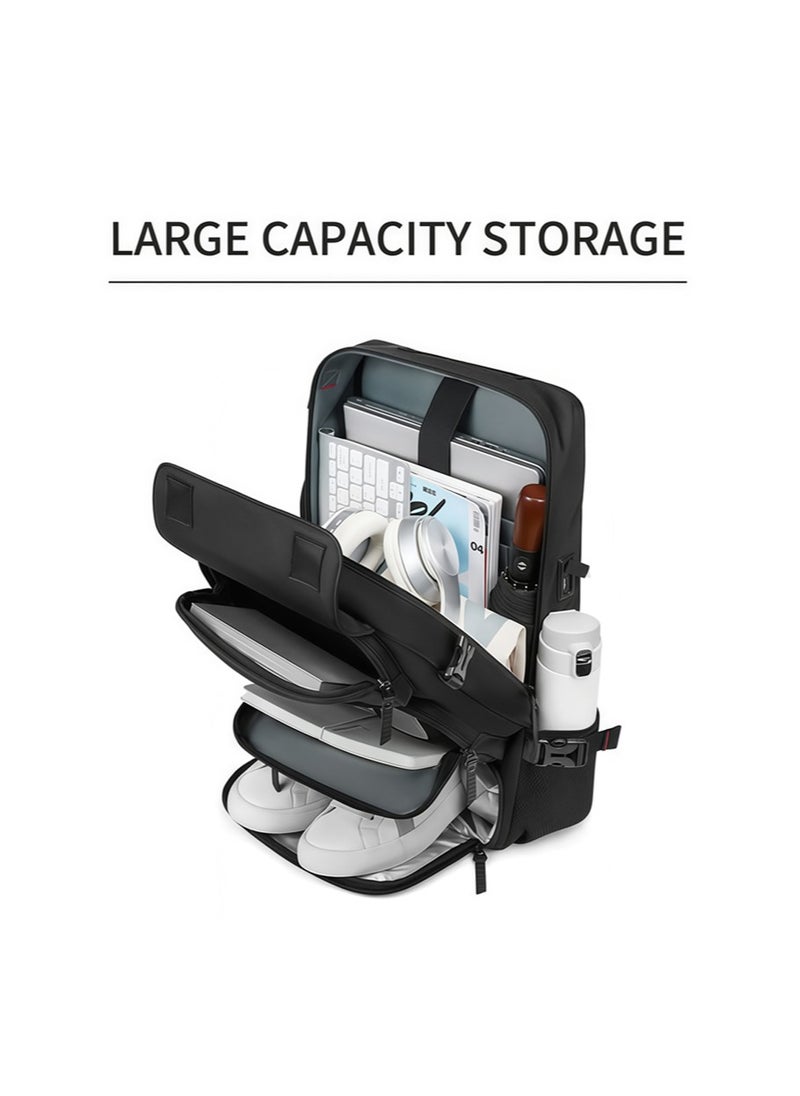 Leon Home Business Travel Shoulder Bag, Large Capacity Ultra-Lightweight Multi-Functional Luggage Bag, Expandable Waterproof Laptop Backpack, Handbag Crossbody Bag with USB Charging Port, Can Hold a 16-Inch Laptop, Suitable for Travel, Office Use, Business Trips, Computers, and Outdoor Camping. Black  - Image 5