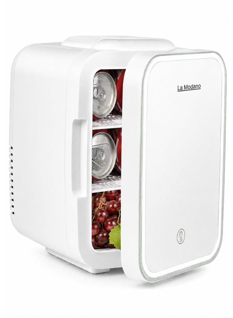 La Modano 5L Mini Fridge Portable Cooler Warmer for Skincare, Cosmetics & Food Quiet Personal Beauty Fridge with LED Mirror Light, AC/DC Dual Power Cable for Home, Office, Car & Travel - LMC25 (1 Year Warranty) - Image 1