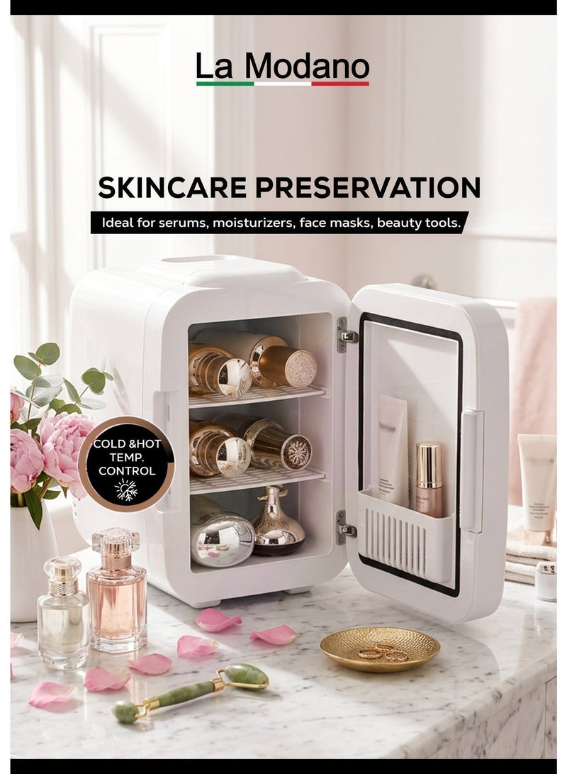 La Modano 5L Mini Fridge Portable Cooler Warmer for Skincare, Cosmetics & Food Quiet Personal Beauty Fridge with LED Mirror Light, AC/DC Dual Power Cable for Home, Office, Car & Travel - LMC25 (1 Year Warranty) - Image 5
