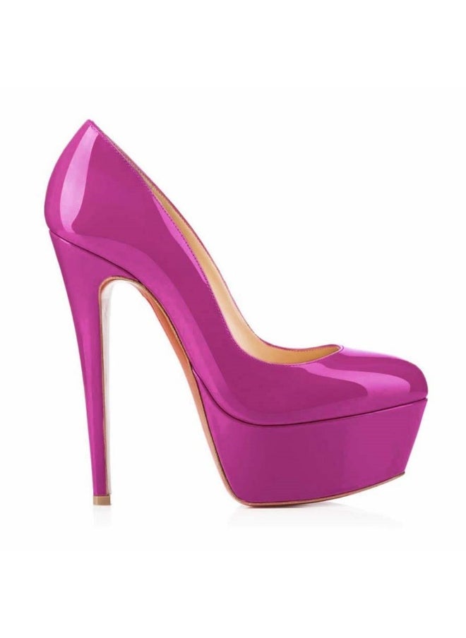 Loquat Simple and comfortable candy-colored waterproof platform high heels 14cm Purple  - Image 1