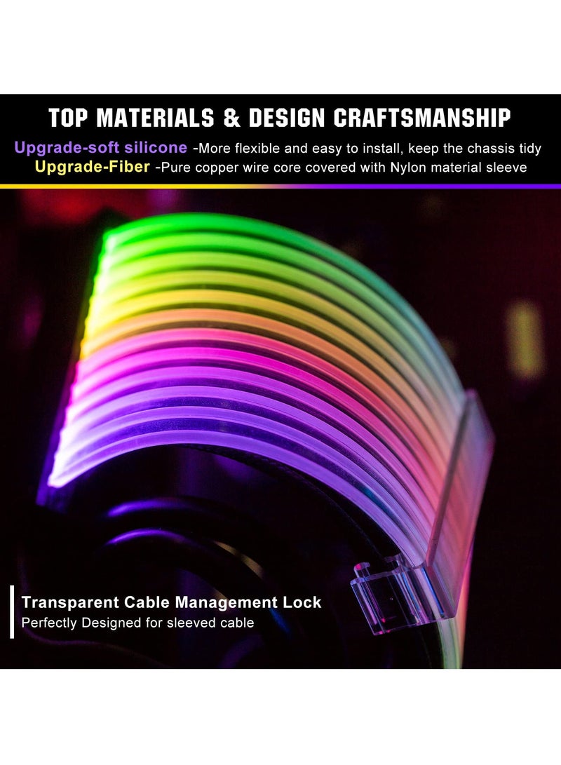 Excefore Power Supply Sleeved Cable, Customization 24 Pin ATX RGB Cable Extension Kit 16AWG, 5V 3Pin Synchronized PSU Cable for RGB Software from All Major Motherboard Cable Management  - Image 4