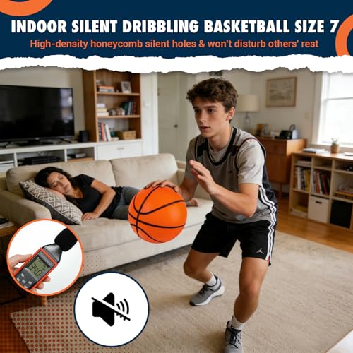 JHMFDDSB Silent Basketball Size 7 (29.5"), Indoor Quiet Foam Basketball Airless for Dribbling & Indoor Training, Soft Soundless Basketball for Restore Without Deformation, Real Feel Higher Bounce Quieter - Image 4