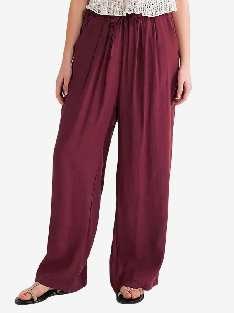 ميكسراي سراويل بالازو مطوية بخصر عالٍ من مودال مع رباط